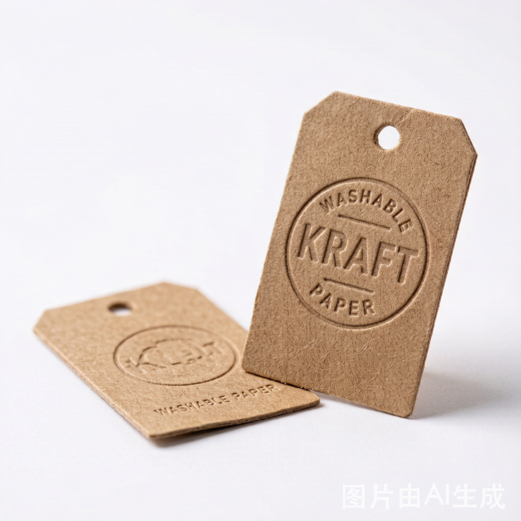 Washable Kraft Paper Brand Label Tags - Embossed