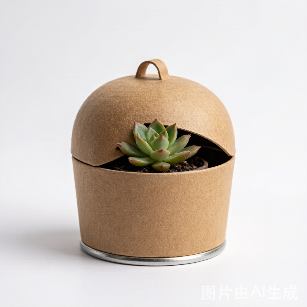 Round Washable Kraft Paper Plant Pot Cover with Succulent